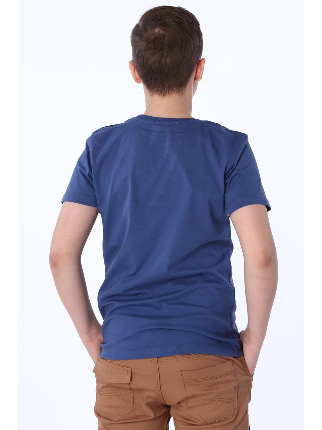 Boy\'s T-shirt with an embroidered application, dark blue NDZ47002 - Online store - Boutique